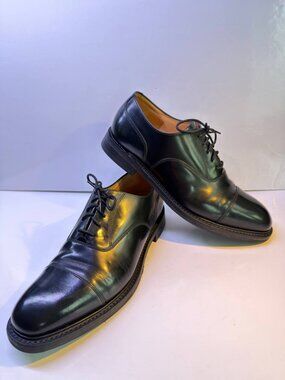 Men's Black Cap-Toe Derby Dress Shoes - Polished Leather